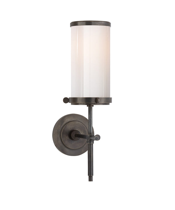 Bryant Bath Sconce, Bronze with White Glass Shade