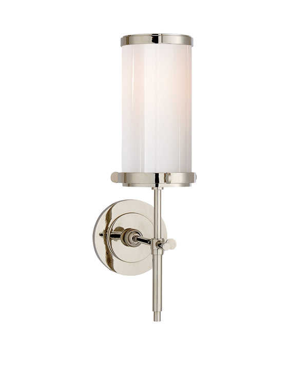 Bryant Bath Sconce, Polished Nickel with White Glass Shade