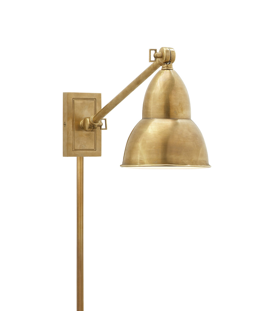 French Library Single Arm Wall Sconce, Antique Brass