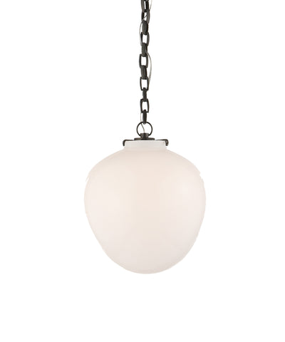 Large Katie Acorn Pendant, White with Bronze