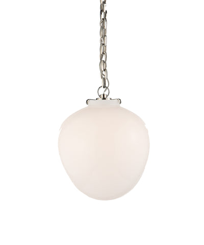 Large Katie Acorn Pendant, White with Polished Nickel