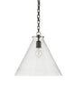 Large Katie Conical Pendant, Clear Glass with Bronze