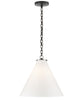Large Katie Conical Pendant, White Glass with Bronze