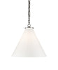 Large Katie Conical Pendant, White Glass with Bronze