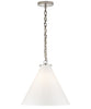 Large Katie Conical Pendant, White Glass with Polished Nickel