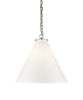 Large Katie Conical Pendant, White Glass with Polished Nickel