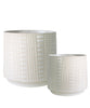 Grid Ceramic Planter, White