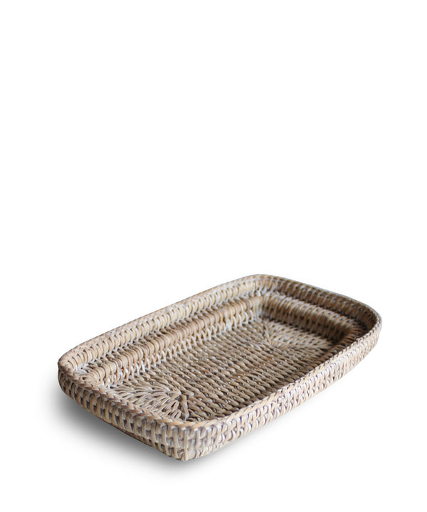 Small Woven Tray, White Wash