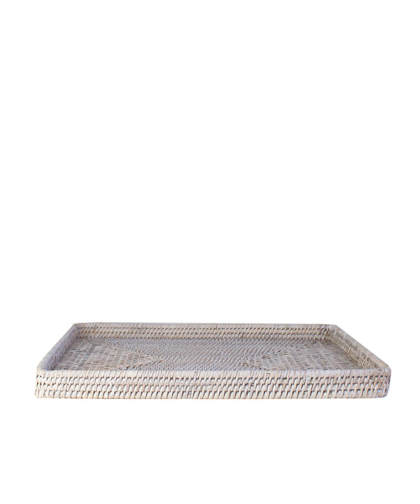 Woven Rectangular Serving Tray, White Wash